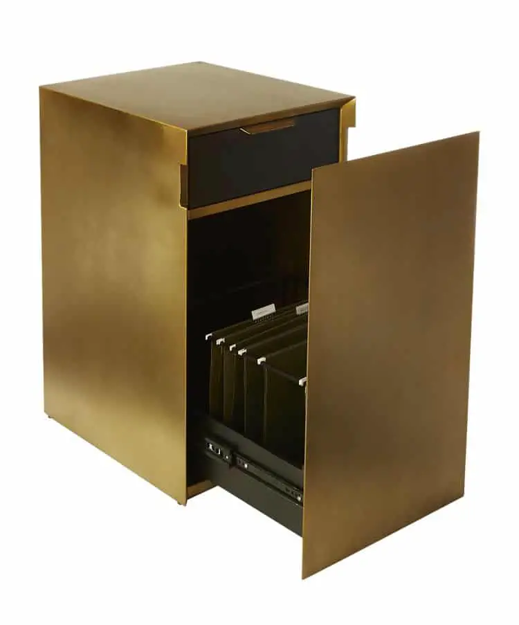 Gold CB2 File Cabinet for Office Organization Home Decor