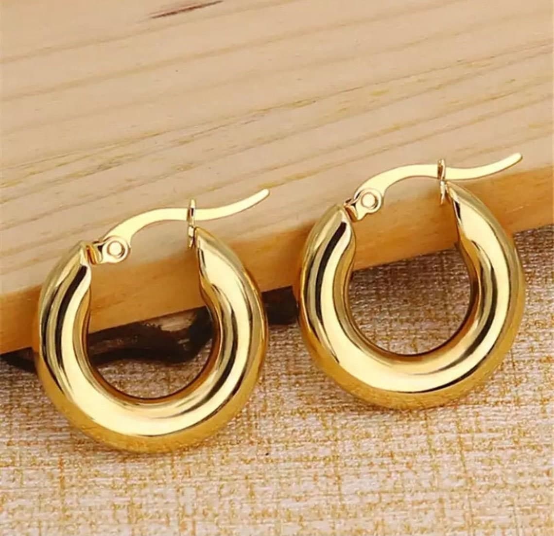 Gold Mini Hoop Earrings Small Chunky Huggie Hoops Stainless