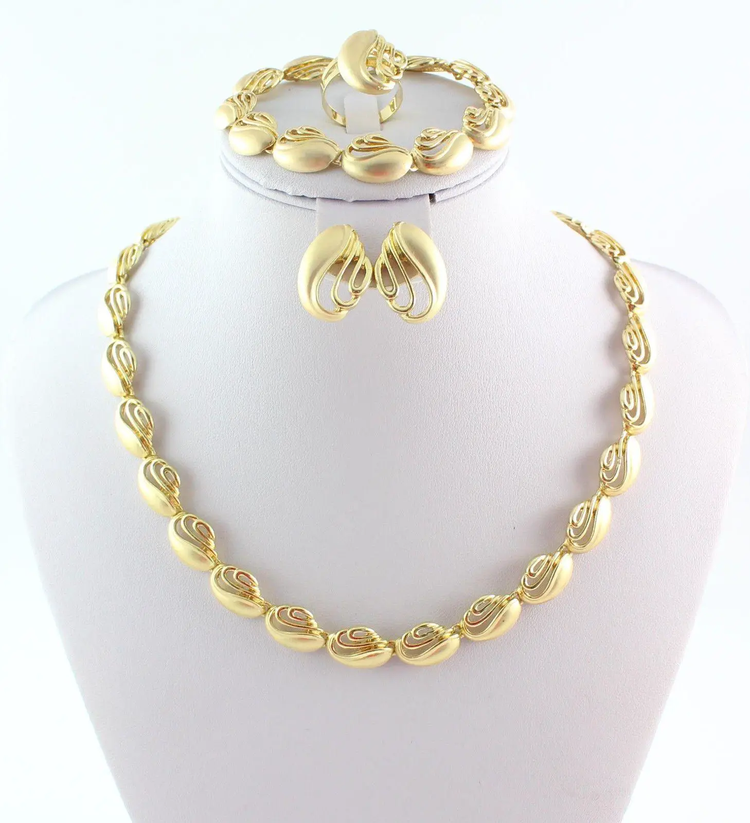 Gold Plated African Costume Jewelry Set Necklace Bracelet Earring Ring ...