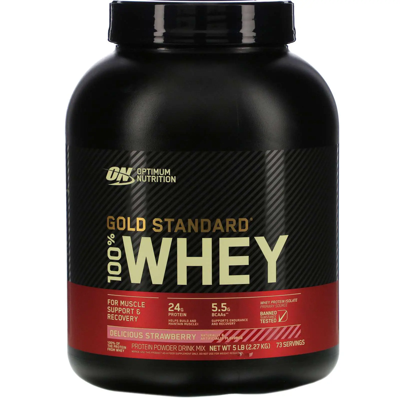 Gold Standard 100% Whey, Delicious Strawberry, 5 lbs (2.27 ...