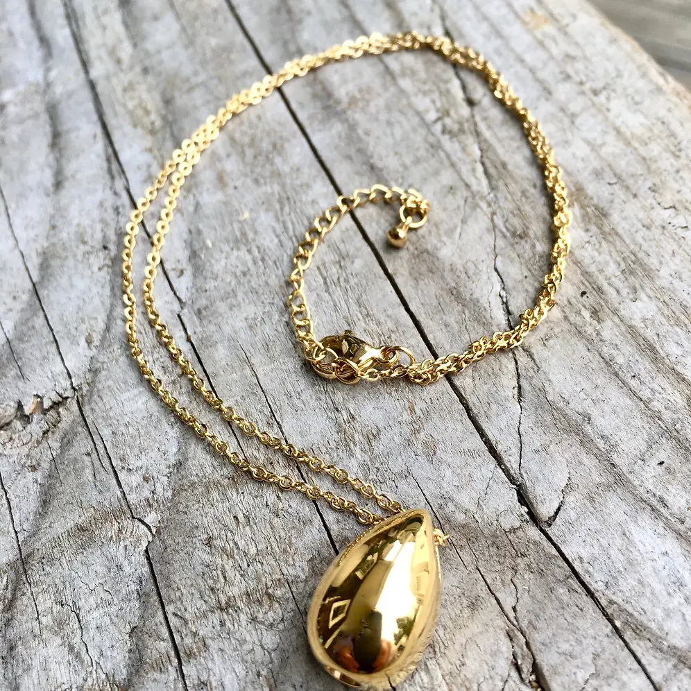 Gold Teardrop Urn Necklace