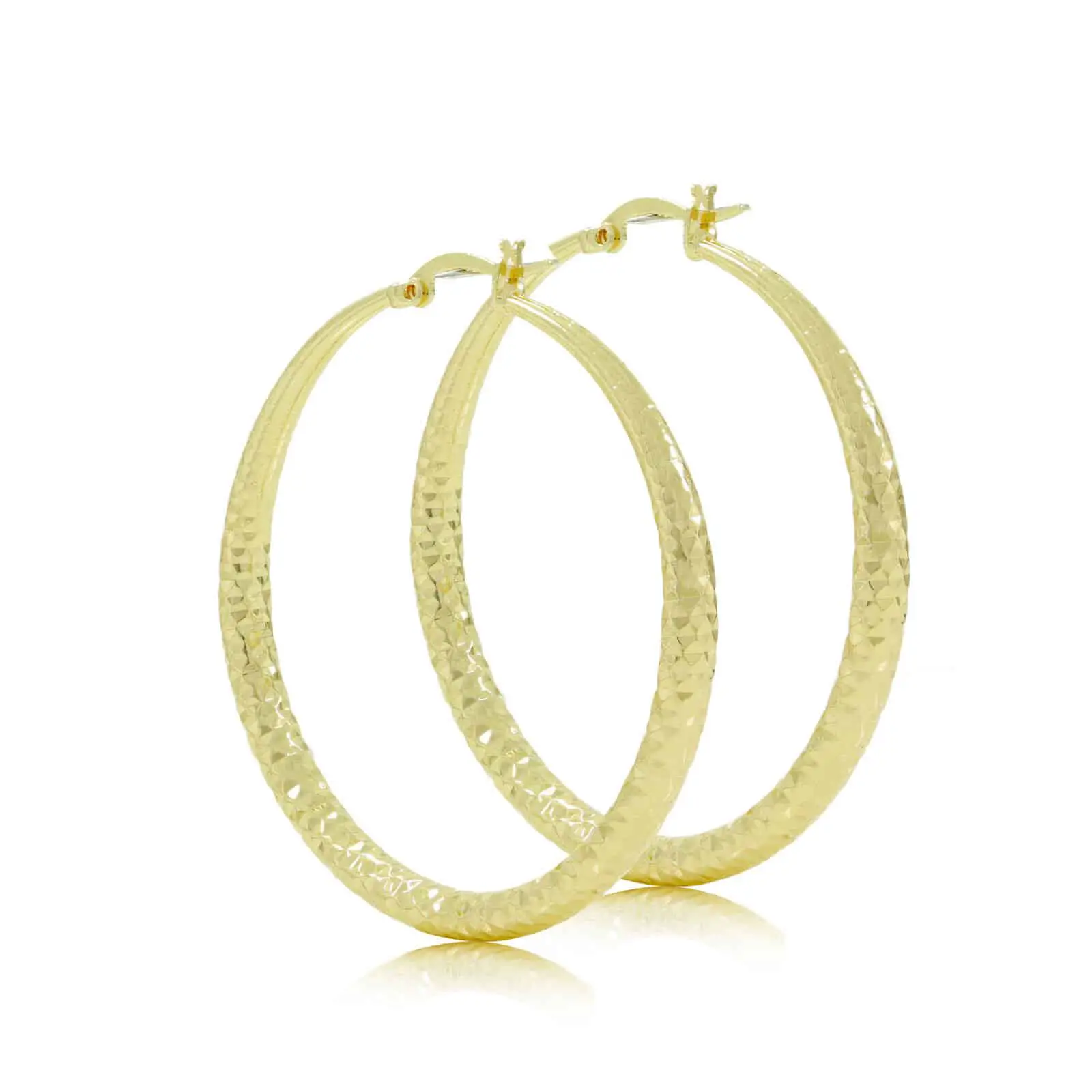 Gold Tone 60mm Large Real Gold Plated Round Hoop Earrings 14k Gold ...