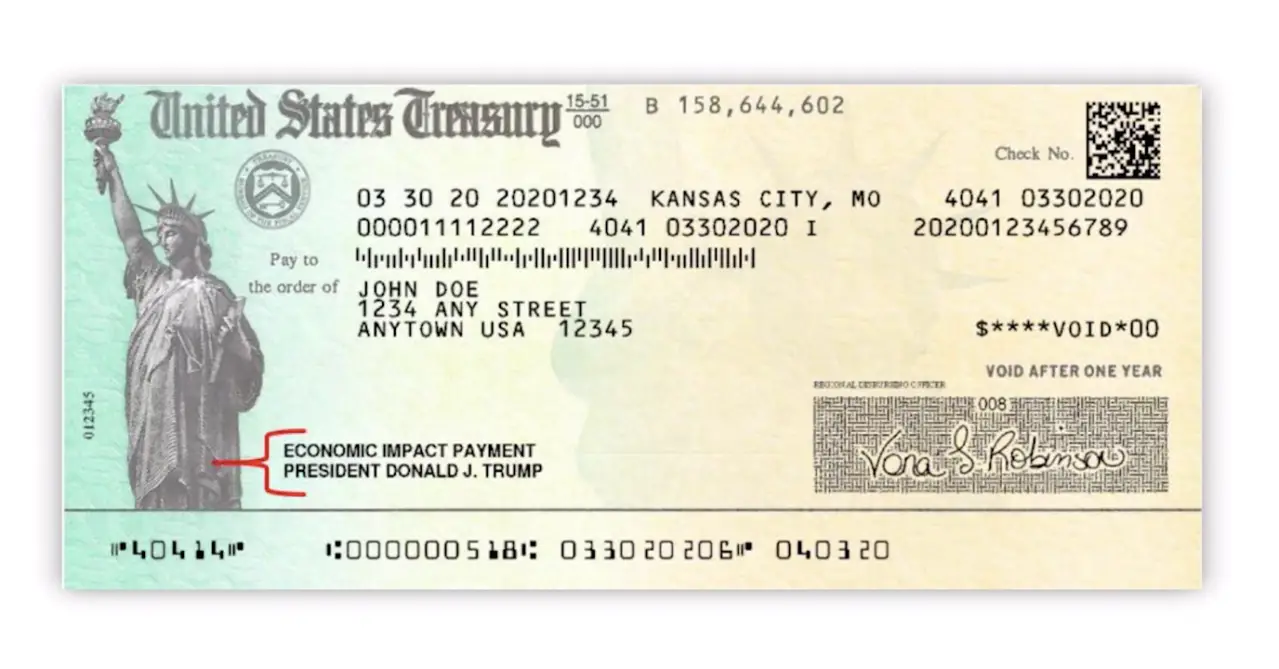 Government releases picture of stimulus check with Trumps ...