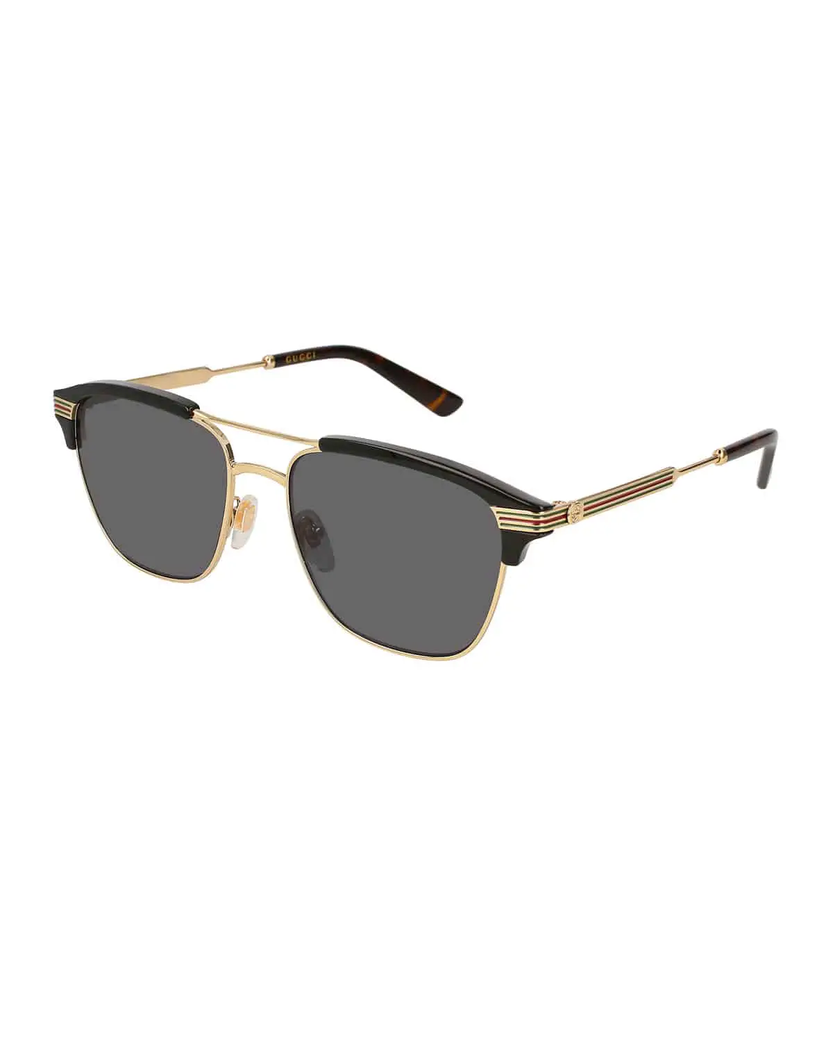 Gucci Retro Square Aviator Sunglasses, Gold/Black