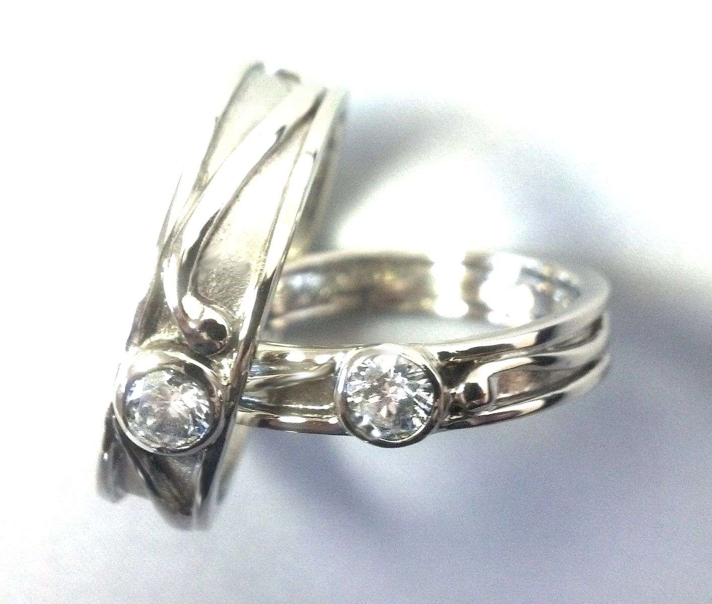 Hand Made 14kt White Gold Wedding Bands With Diamonds by ...