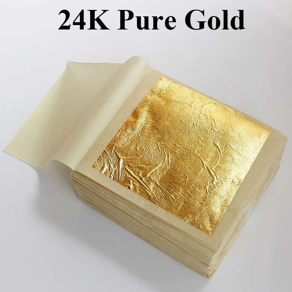 Hot selling 10 pcs 99.9% genuine gold leaf ,real gold foil ...