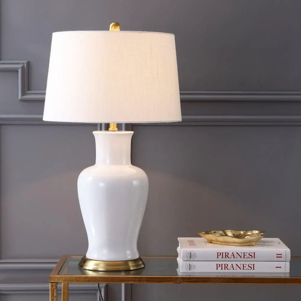 Julian 29"  Ceramic LED Table Lamp, White/Gold
