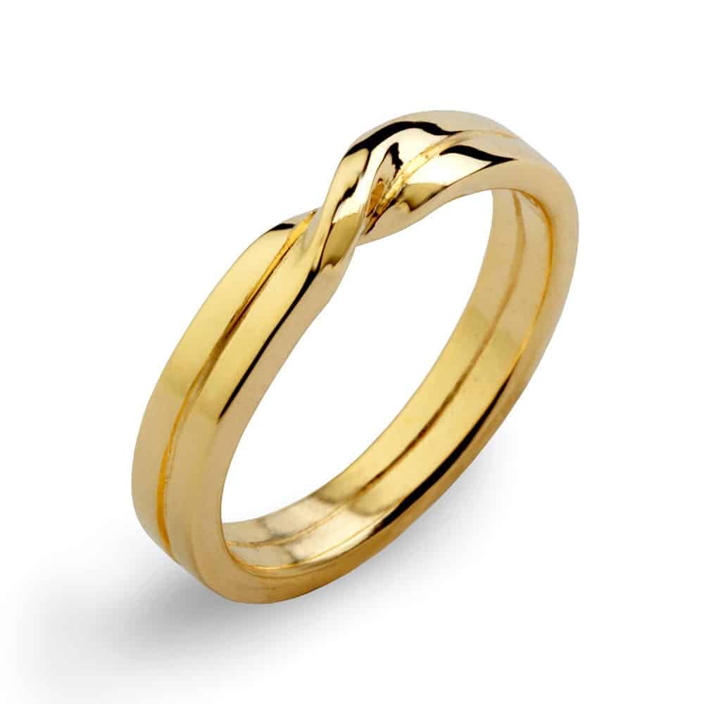LOVE KNOT 14k Yellow Gold Wedding Band Unique Mens Wedding