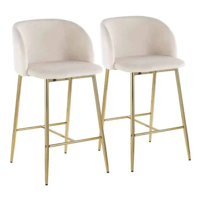 LumiSource Fran Contemporary Counter Stool in Gold Steel and Cream ...