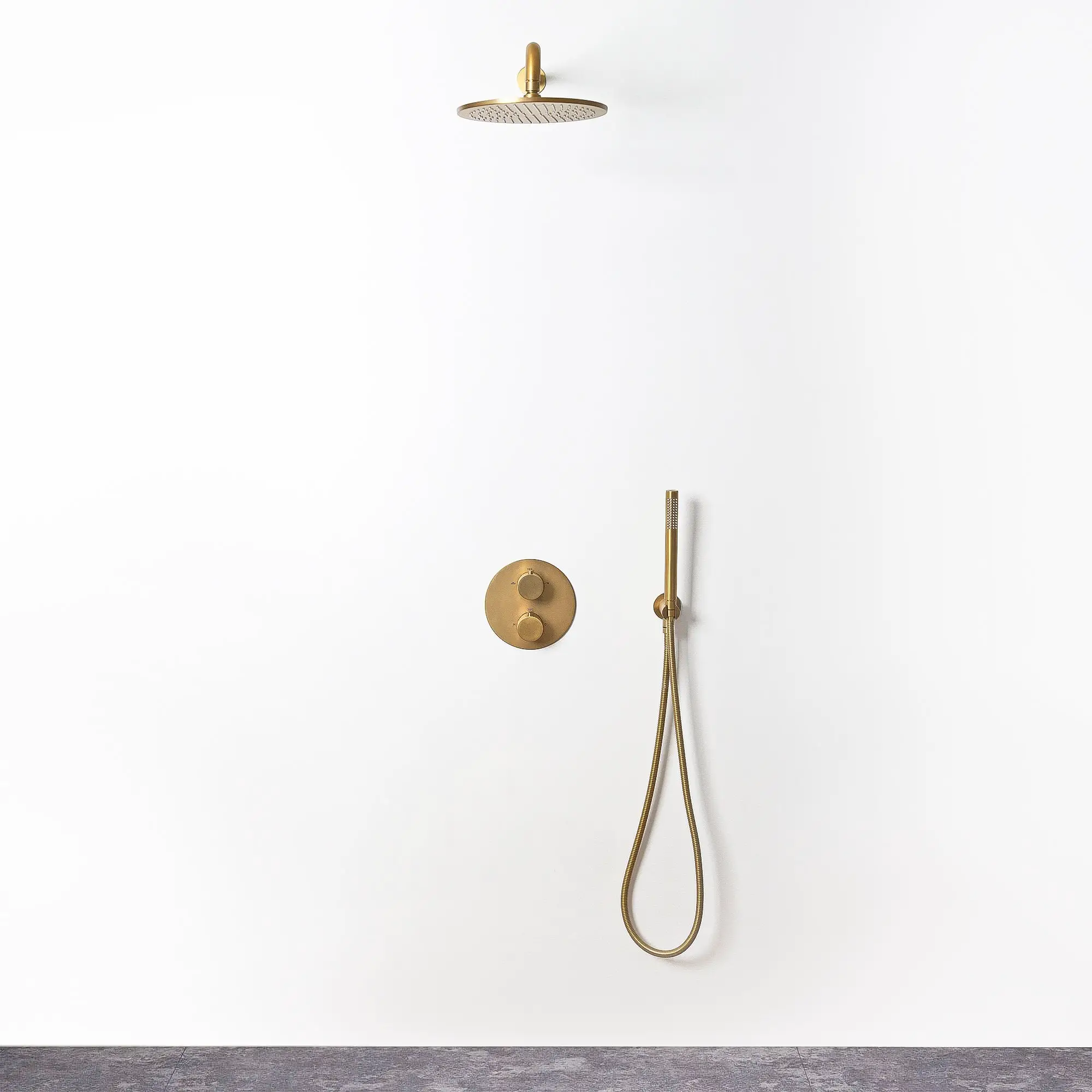 Lusso Luxe Thermostatic shower set with Handheld shower Brushed Gold ...