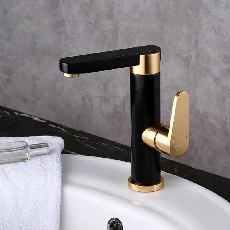 Luxury Bathroom Faucet Black Gold plated Bathroom Faucet Space aluminum ...