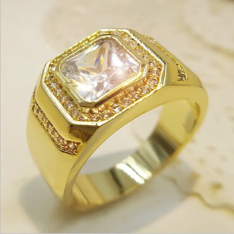 Luxury Engagement Ring Zirconia Gold Wedding Rings For Men Crystal ...