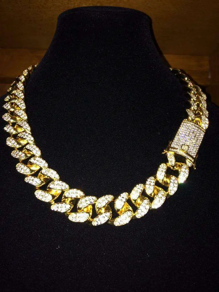 Menâs 24K Real Gold Plated Cubic Zirconia Chain