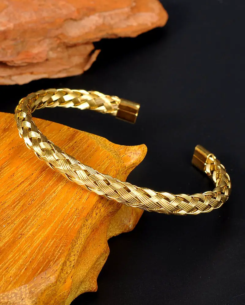 Mens 18kt. Gold Plated Rope Wire Bracelet  Premium Mens Bracelets ...