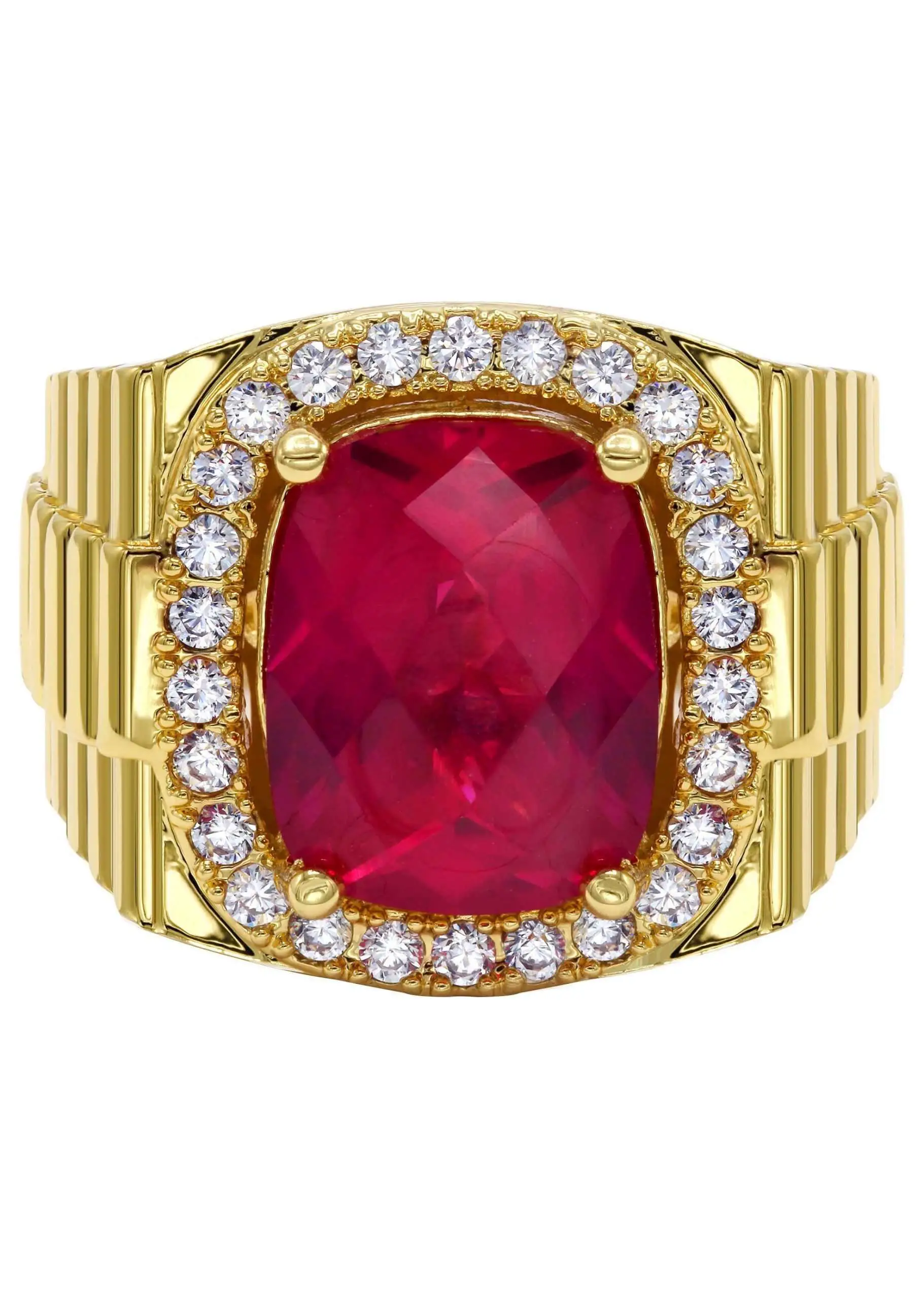 Mens Gold Plated Ruby Ring