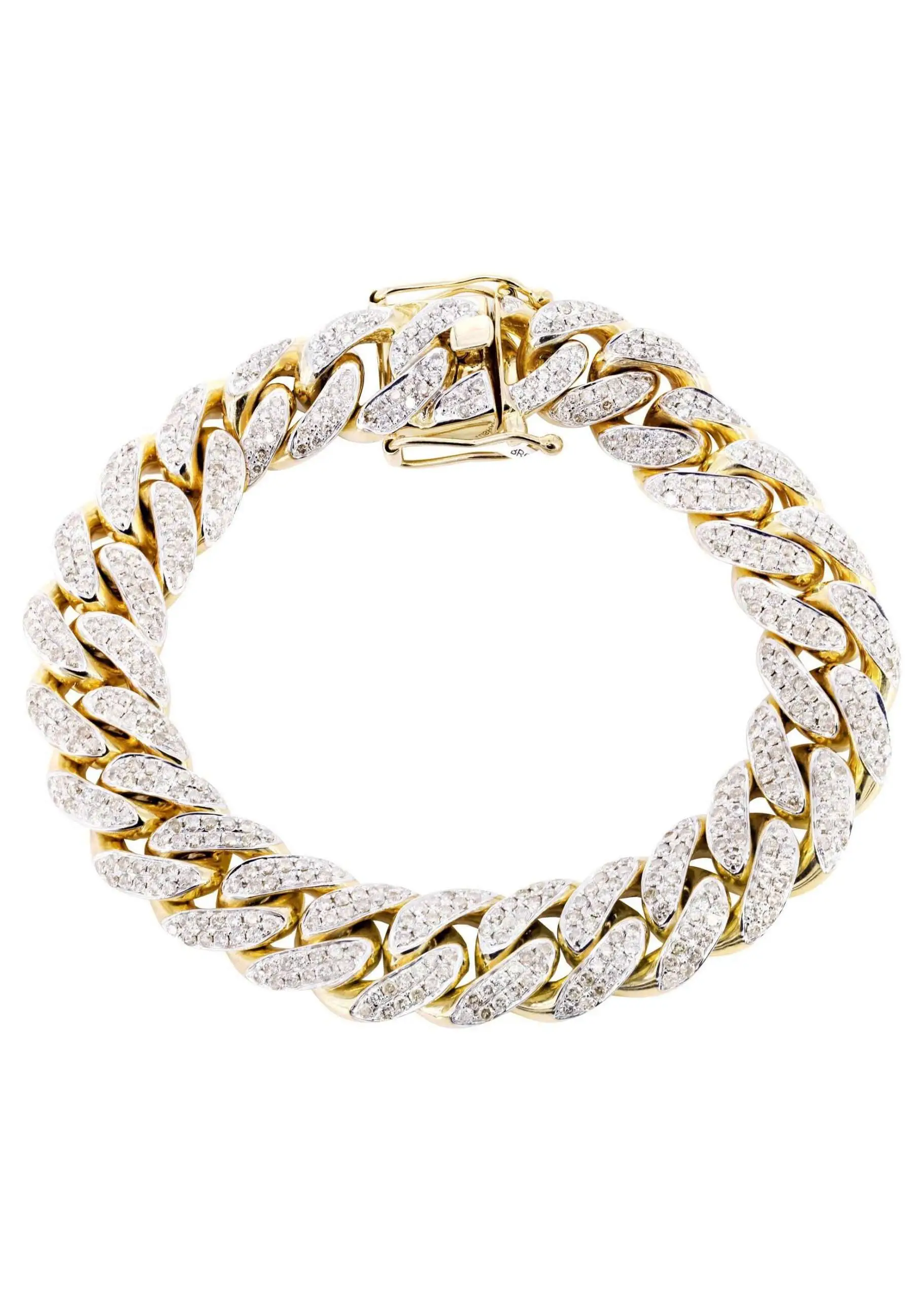 Mens Iced Out Diamond Miami Cuban Link Bracelet 14K Yellow Gold  FrostNYC