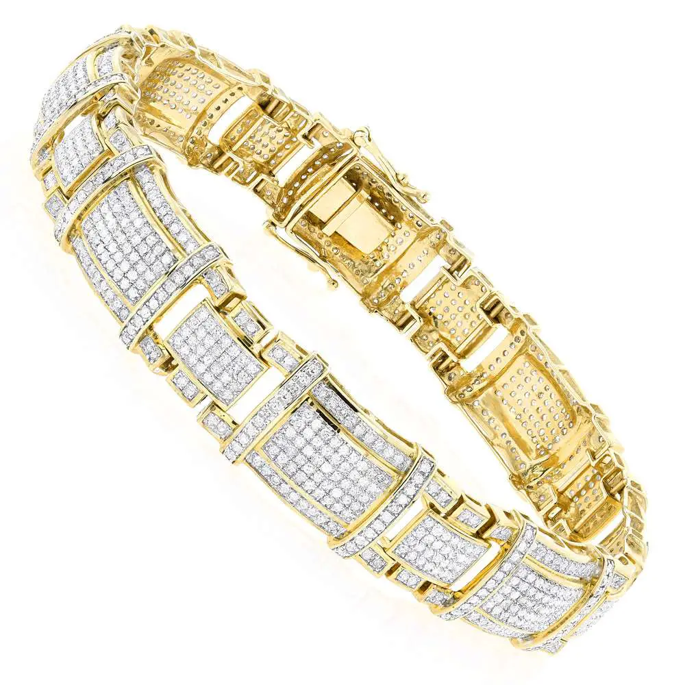 Mens Real Diamond Bracelet 10K Gold 4ct 501186