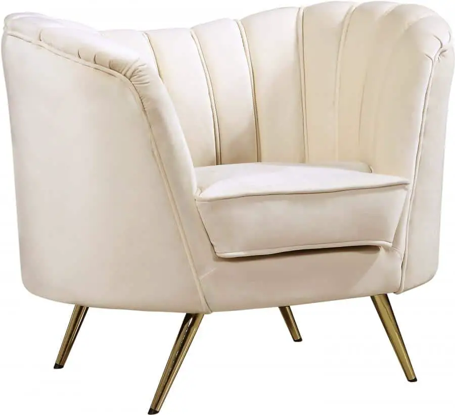 Meridian Furniture Margo Cream Velvet Gold Stainless Legs Accent Chair ...