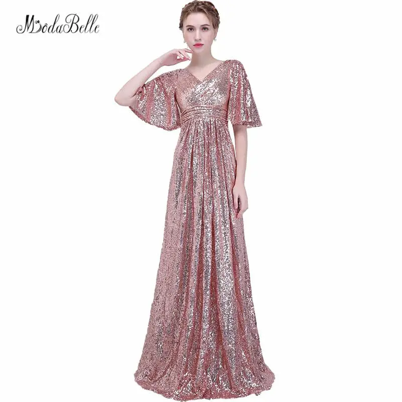 modabelle Rose Gold Bridesmaid Dress Sukienki Druhna Navy Blue Sequins ...