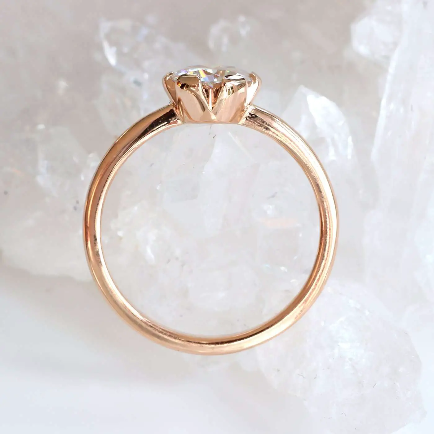 Moissanite Engagement Ring in 18ct Rose Gold, Size M 1/2 ...