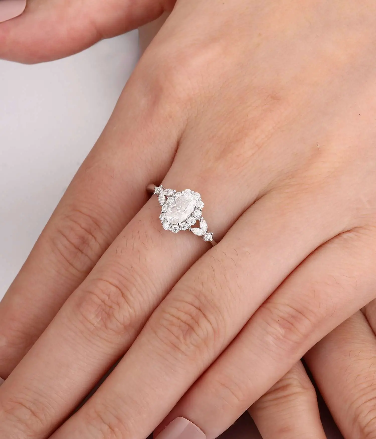 Moissanite engagement ring vintage engagement ring women white gold ...