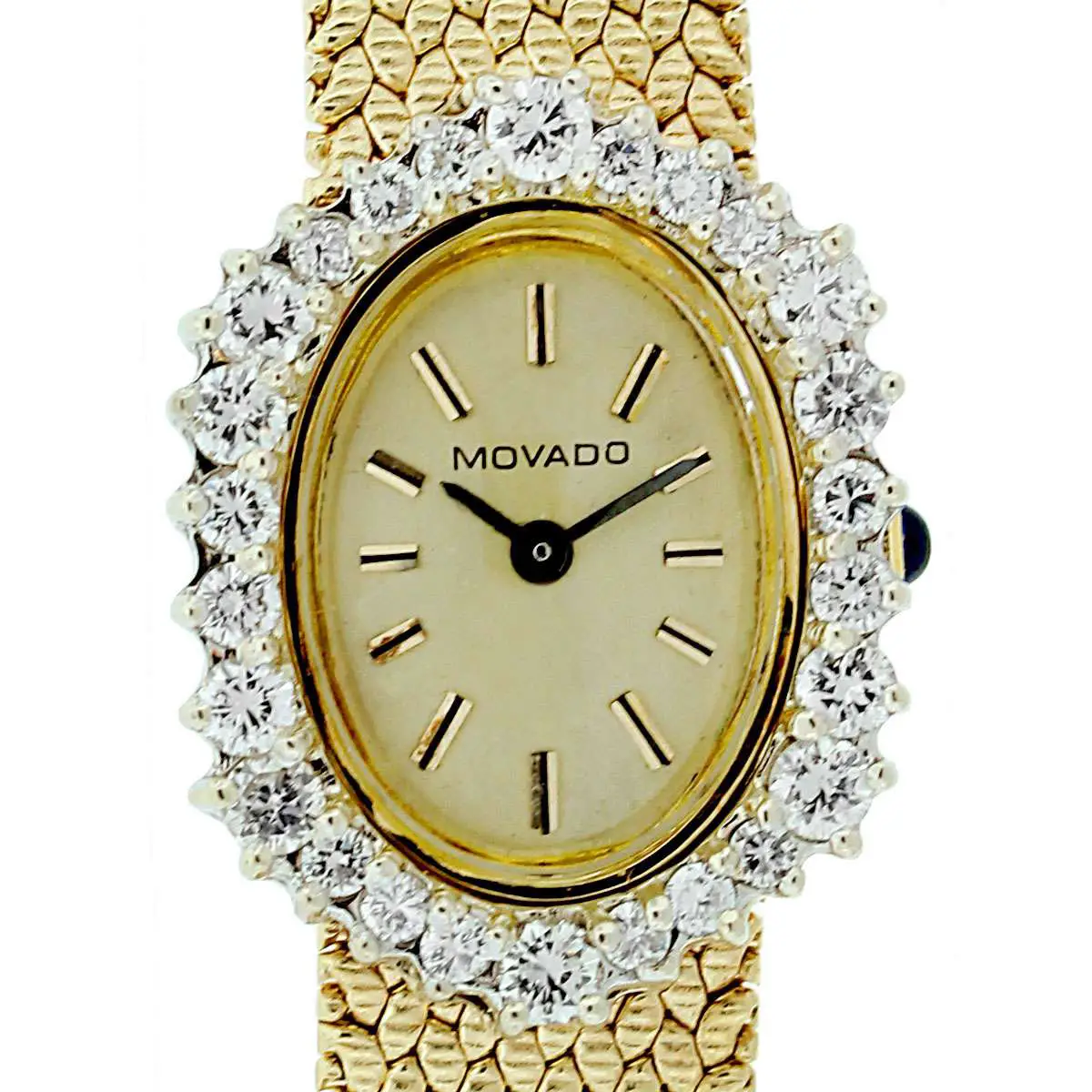 Movado Yellow Gold Diamond Bezel Vintage Ladies Watch