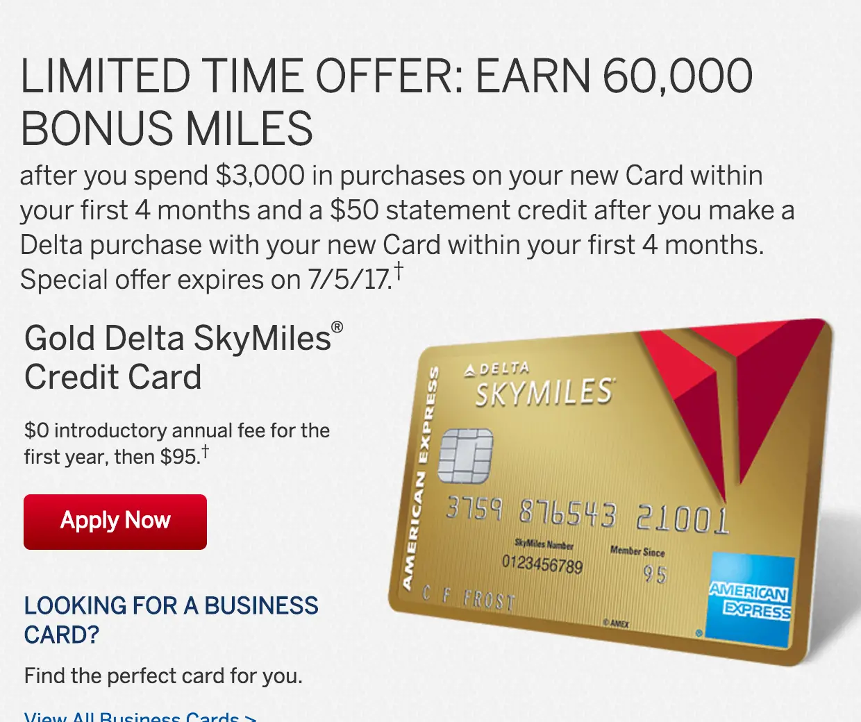 New 60K Offer for the Gold Delta SkyMiles® Credit Card from American ...