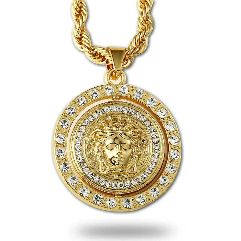 New Fashion 18k gold filled big pendant necklace for men jewelry hip ...