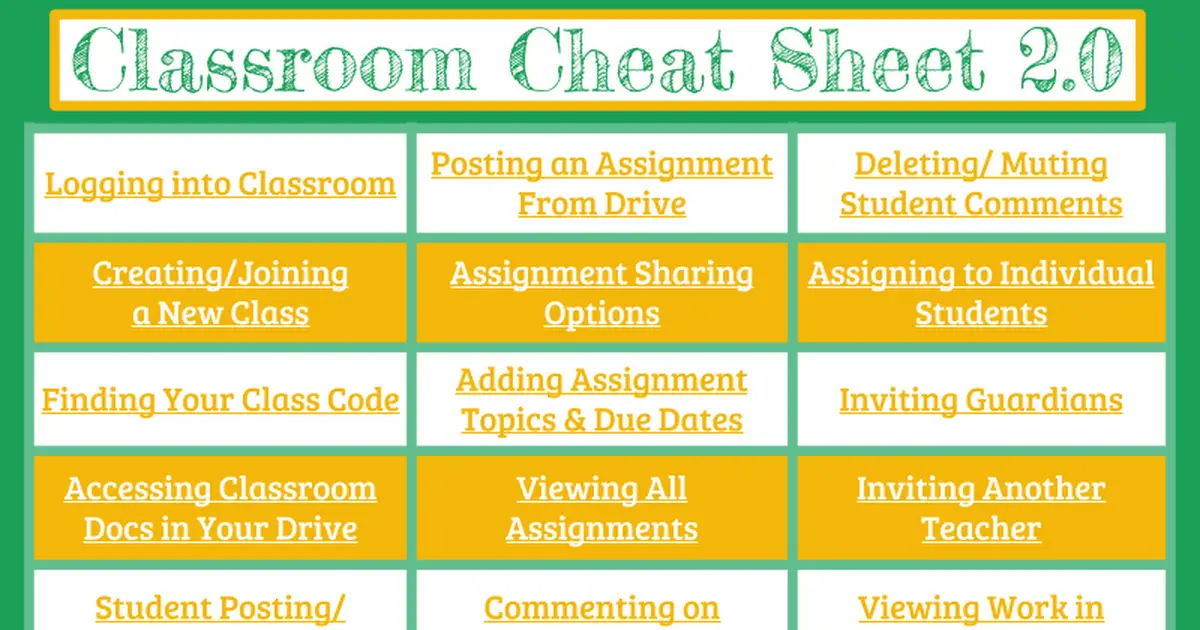Newest Google Classroom Cheat Sheet