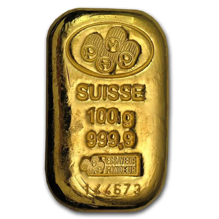 Pamp Suisse Cast Gold Bar 100g