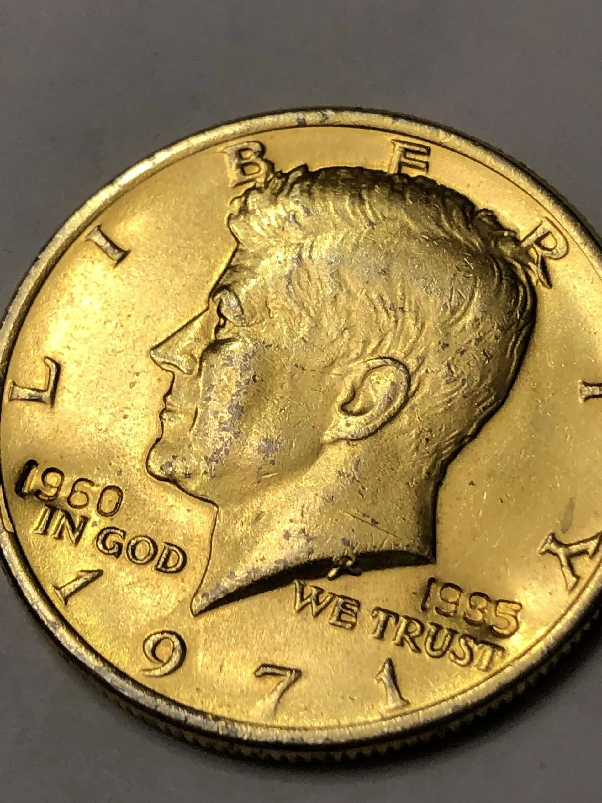 Possibly gold plated Kennedy half dollar? : coins