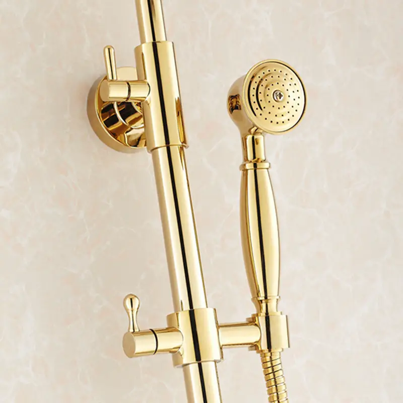 Ricketts Wall Mounted Gold Finish RainFall Shower Set with Handheld ...
