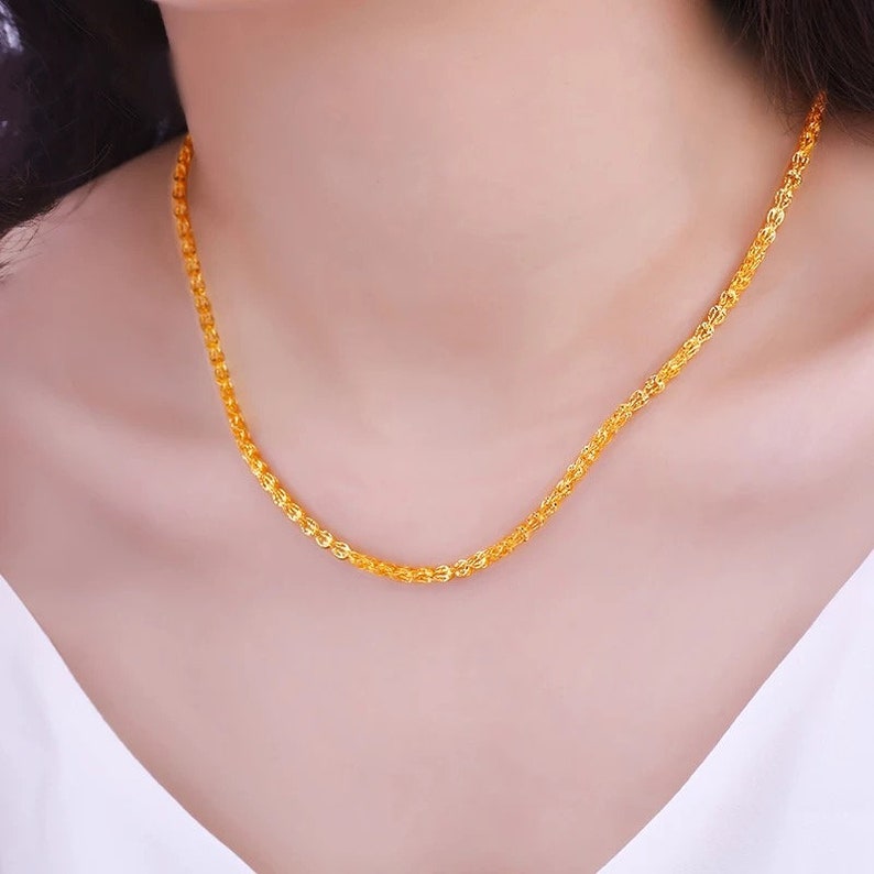 Rope Chain Women Jewelry 24K Solid Gold 9.7g 999 Solid Gold