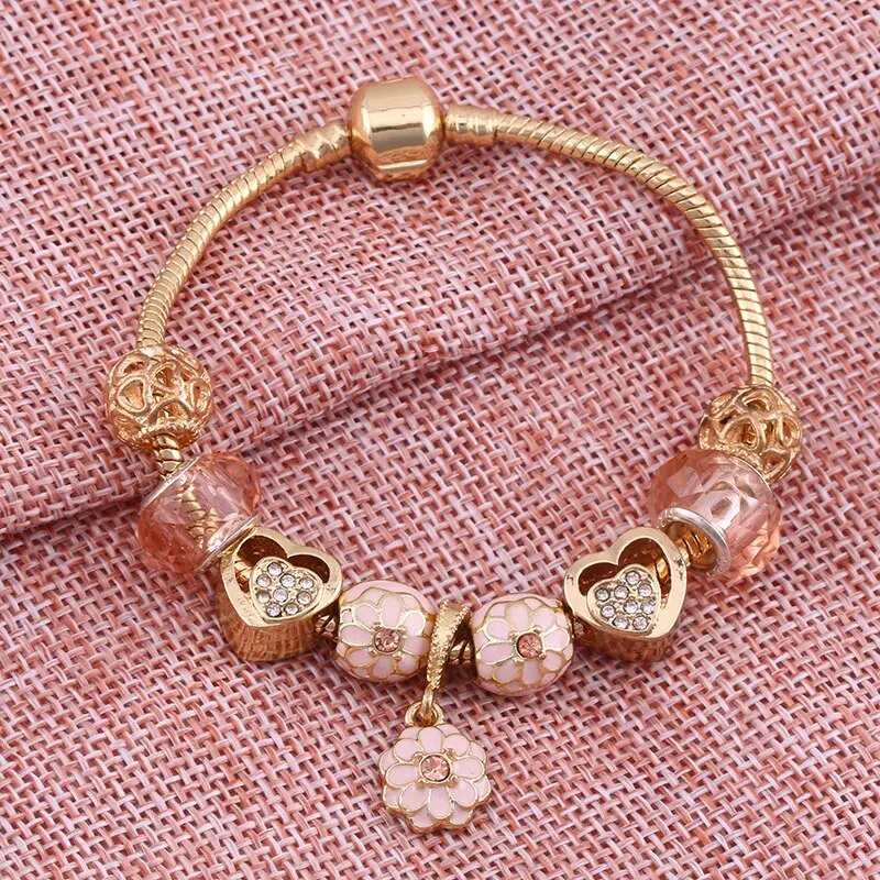 Rose Gold Charm Bracelet  Pandora Bracelet Rose Gold New Famous Brand ...