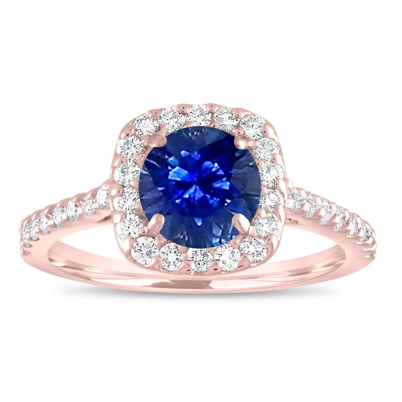 Sapphire Engagement Ring Rose Gold, Sapphire and Diamonds Bridal Ring ...