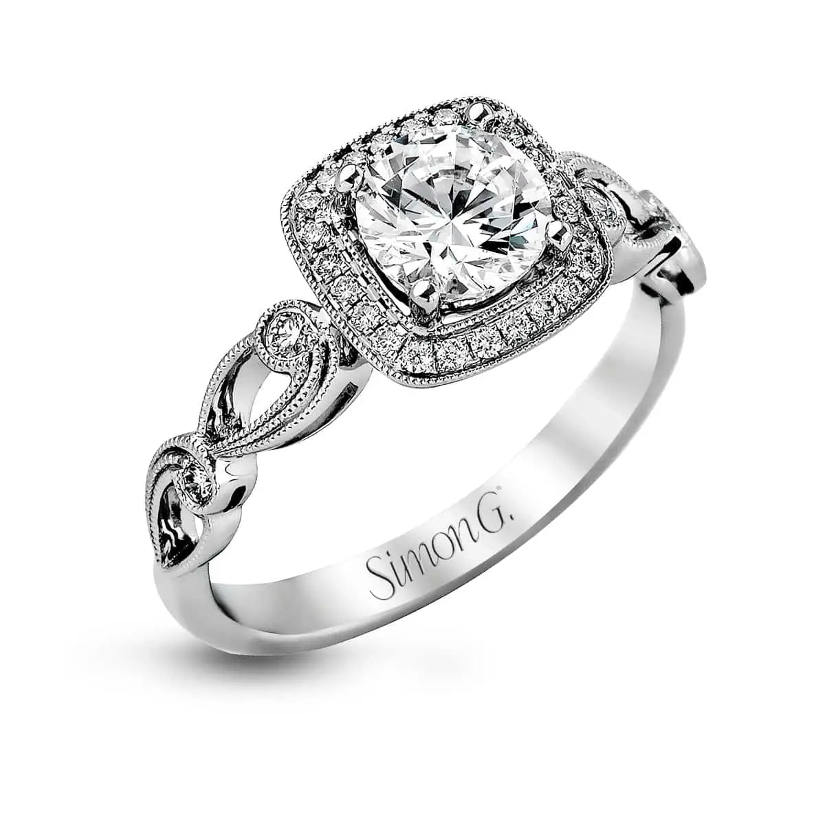 Simon G Engagement Ring Semi Mount in 18K White Gold TR526 â Pierce ...