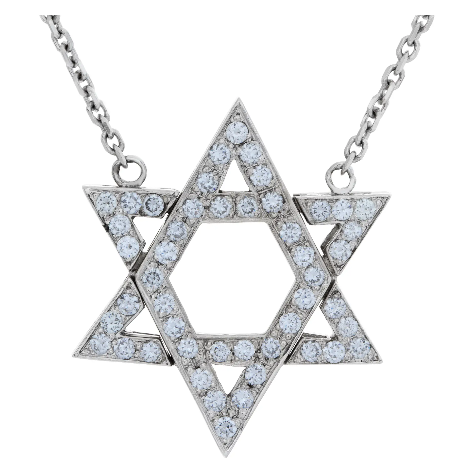 Star of David diamond necklace in 14k white gold