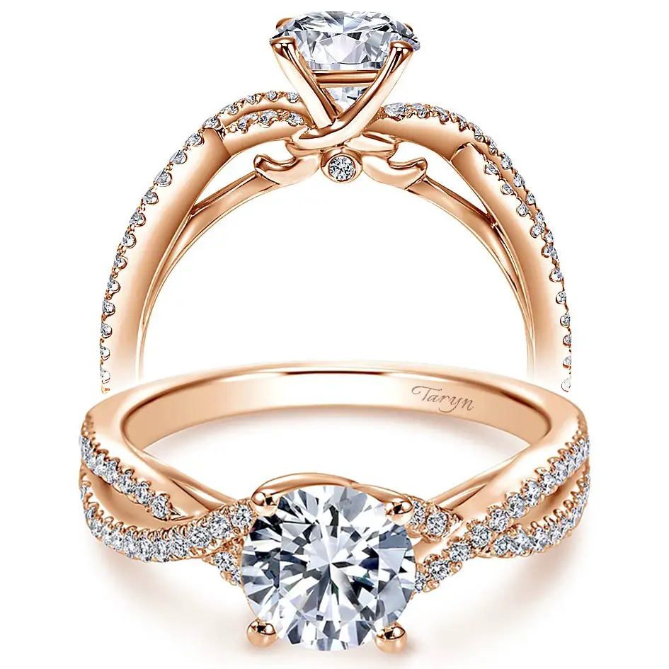 Taryn 14k Rose Gold Round Twisted Engagement Ring TE7546K44JJ