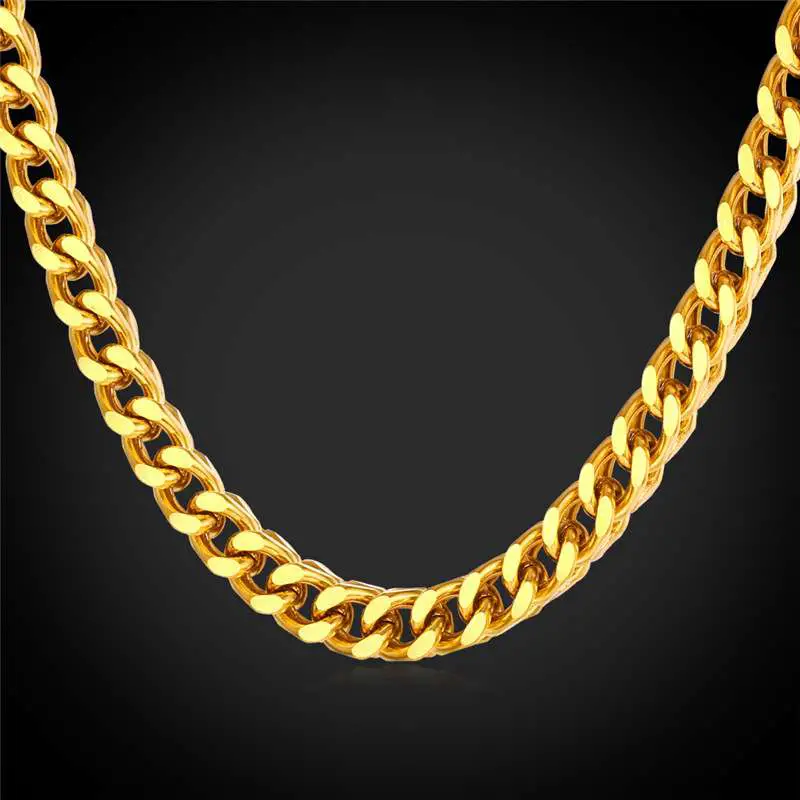 Thick Cuban Gold Chain For Men Necklace With 18K Real Gold Plated 2015 ...
