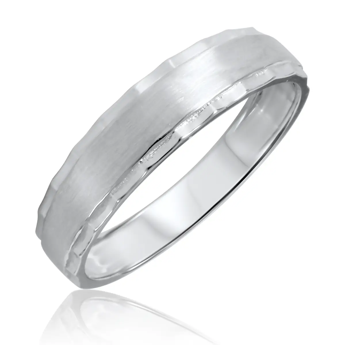 Traditional Mens Wedding Band 10K White Gold