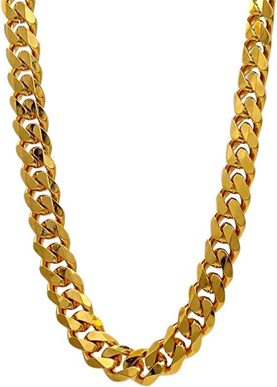 TUOKAY 18K Faux Gold Flat Chain, 90s Fashion Fake Gold Hip Hop Chain ...