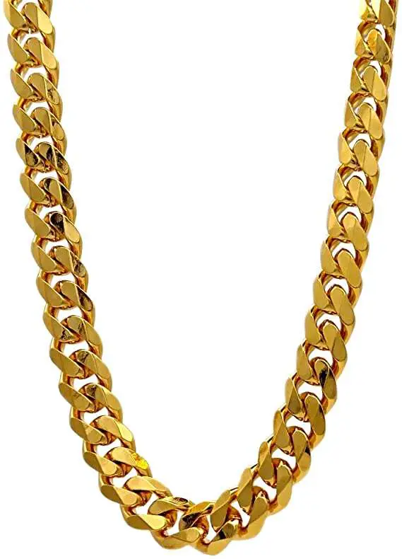 TUOKAY 18K Faux Gold Flat Chain, 90s Fashion Fake Gold Hip ...
