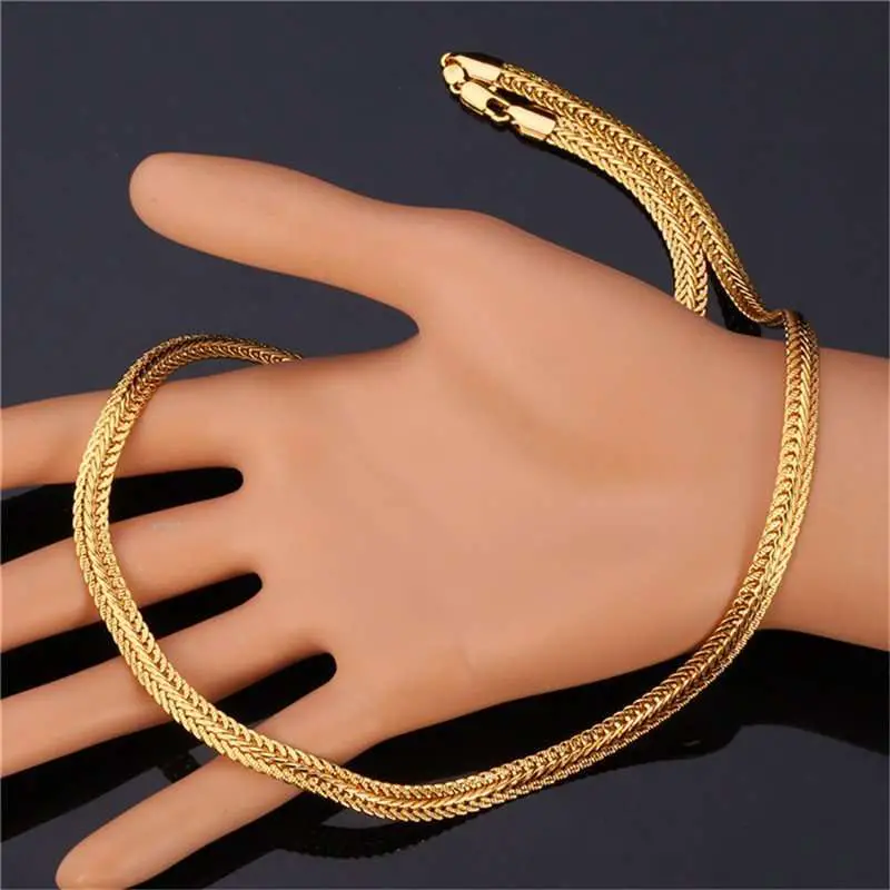 U7 22â? Hot 18K Real Gold Plated Chain Necklace (Gold ...
