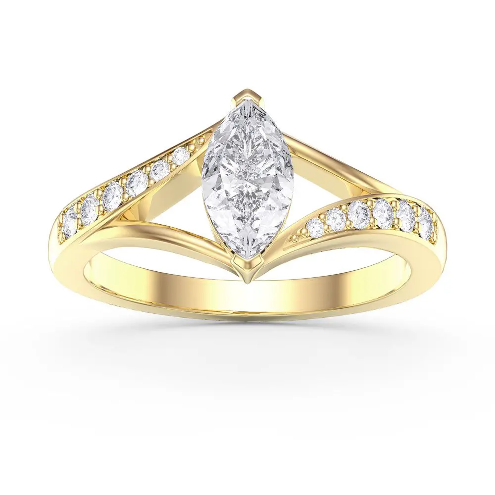 Unity Marquise 0.65ct GH SI Diamond 18ct Yellow Gold Engagement Ring ...