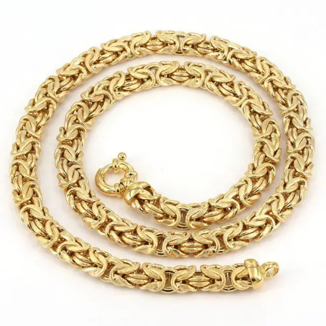 Veronese 20.5"  Gold Clad Sterling 8.5mm Hollow Byzantine Chain Necklace ...
