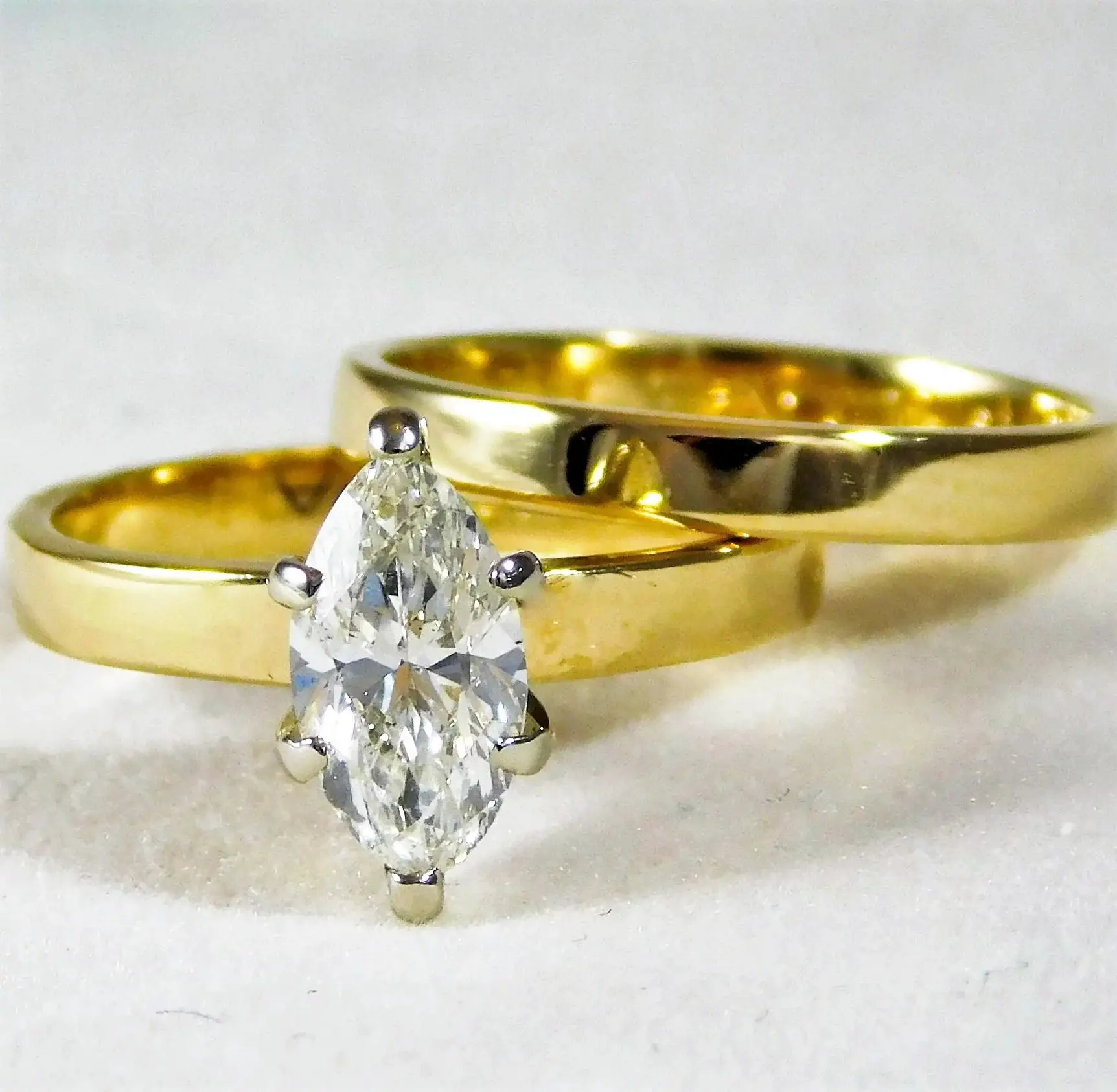 Vintage 14k Gold Diamond Engagement Ring and Wedding Band Set : Edberg ...