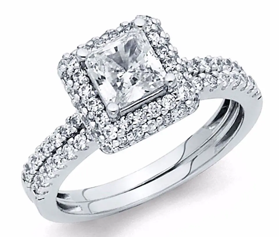 White Gold Square Princess Cut Engagement Ring 14k S 7 Women
