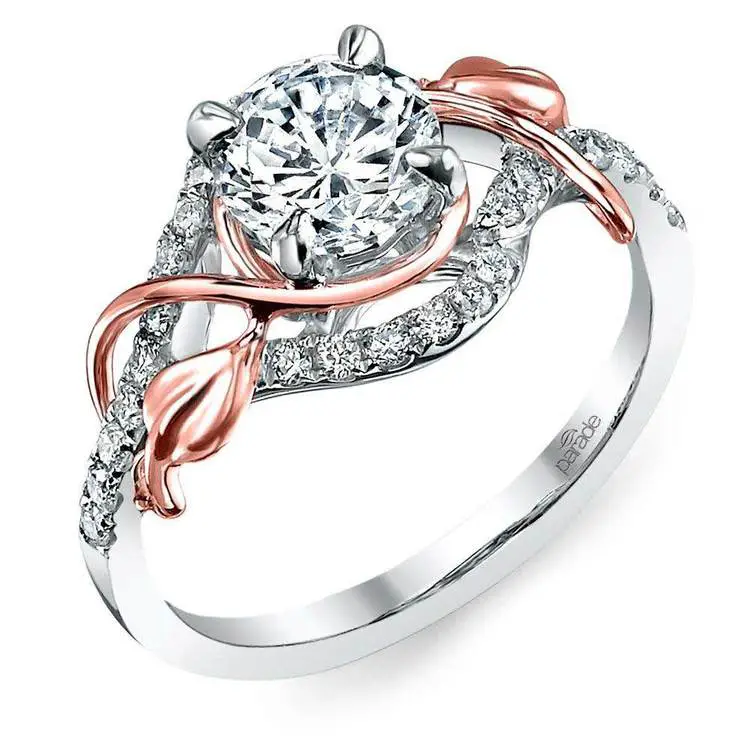 Wrapping Vine Diamond Engagement Ring in White and Rose Gold by Parade