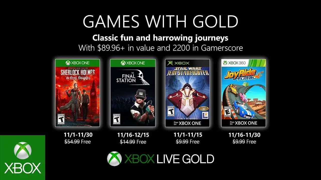 Xbox Games with Gold November 2019 Lineup Announced