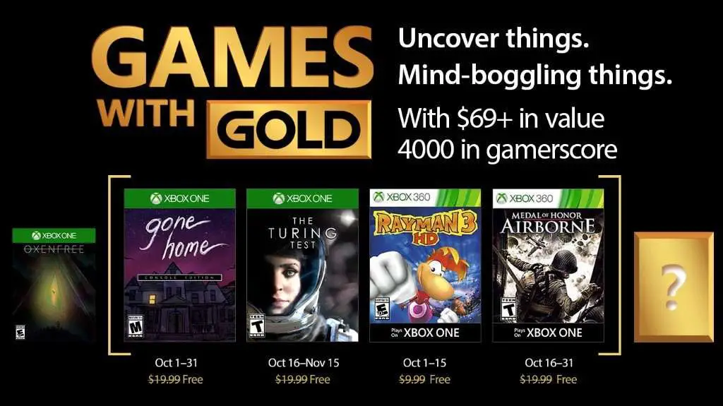 Xbox Live Games With Gold Free Games For October 2017 Revealed